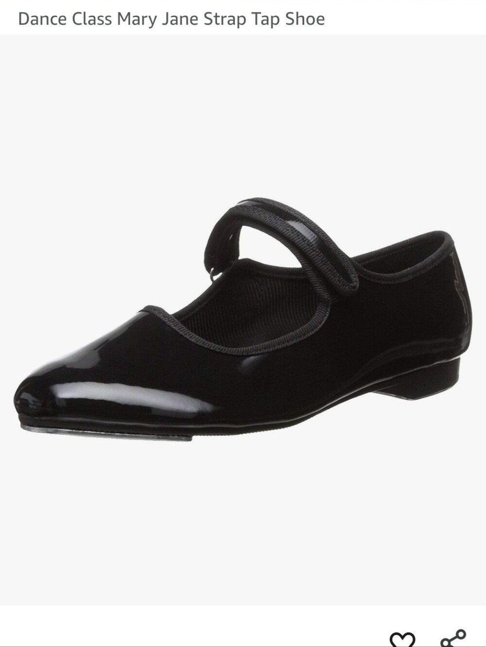 Black Patent Mary/ Molly Jane Tap Jazz Shoe Hook-and-Loop Strap Big Girl 2.5